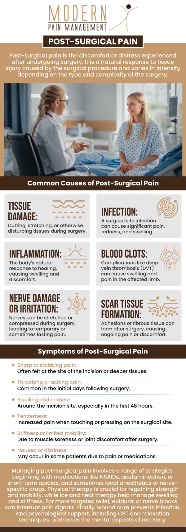 Post-surgery pain can be mild to severe, whatever you are feeling, understand we are here to help. No one should suffer from pain after a surgical procedure. Contact Dr. George Atallah, D.O at Modern Pain Management today and get effective treatment for post-surgery pain syndrome. We have convenient locations to serve you in Houston and Sugar Land TX. For more information, please contact us or book an appointment online. Post-surgery pain can be mild to severe, whatever you are feeling, understand we are here to help. No one should suffer from pain after a surgical procedure. Contact Dr. George Atallah, D.O at Modern Pain Management today and get effective treatment for post-surgery pain syndrome. We have convenient locations to serve you in Houston and Sugar Land TX. For more information, please contact us or book an appointment online.