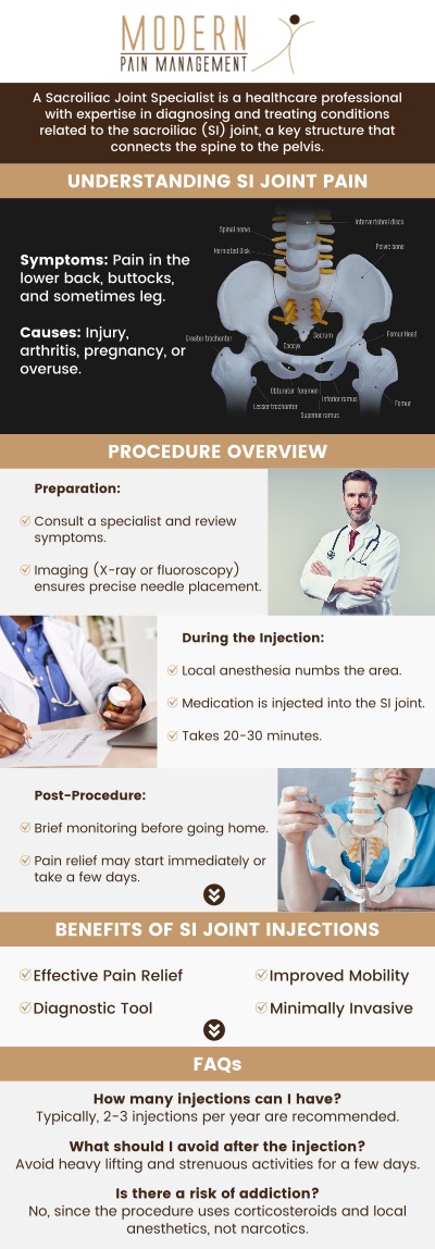 Welcome to our specialized clinic dedicated to relieving sacroiliac (SI) joint pain through innovative techniques and personalized care. Our facility prioritizes your well-being with advanced treatments designed to restore mobility and enhance your quality of life. Discover effective solutions and compassionate support for SI joint pain at our clinic with Dr. George Atallah, D.O., and his committed team. For more information, please contact us or book an appointment online. We have convenient locations to serve you in Houston, TX, and Sugar Land, TX. Welcome to our specialized clinic dedicated to relieving sacroiliac (SI) joint pain through innovative techniques and personalized care. Our facility prioritizes your well-being with advanced treatments designed to restore mobility and enhance your quality of life. Discover effective solutions and compassionate support for SI joint pain at our clinic with Dr. George Atallah, D.O., and his committed team. For more information, please contact us or book an appointment online. We have convenient locations to serve you in Houston, TX, and Sugar Land, TX.