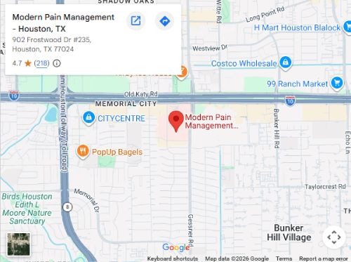 Get Directions to Modern Pain Management in Houston, TX on 902 Frostwood Get Directions to Modern Pain Management in Houston, TX on 902 Frostwood